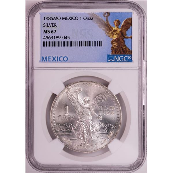 1985Mo Mexico 1 Onza Libertad Silver Coin NGC MS67