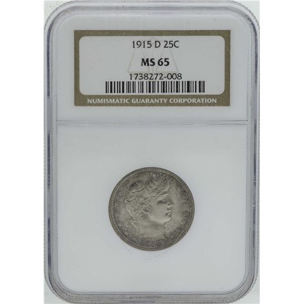 1915-D Barber Quarter Silver Coin NGC MS65