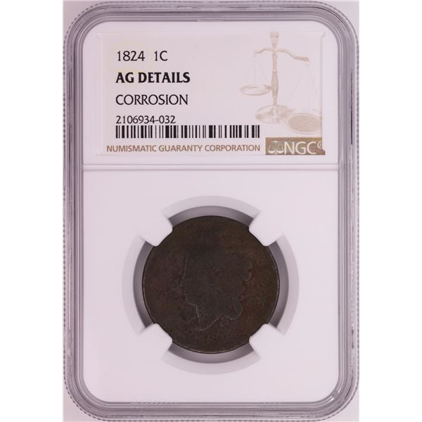 1824 Coronet Head Large Cent Coin NGC AG Details