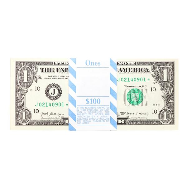 Pack of (100) Consecutive 2017 $1 Federal Reserve STAR Notes Kansas City