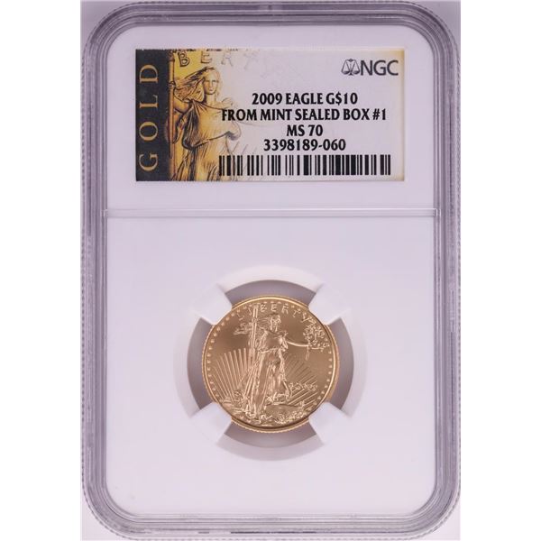 2009 $10 American Gold Eagle Coin NGC MS70 Mint Sealed Box #1