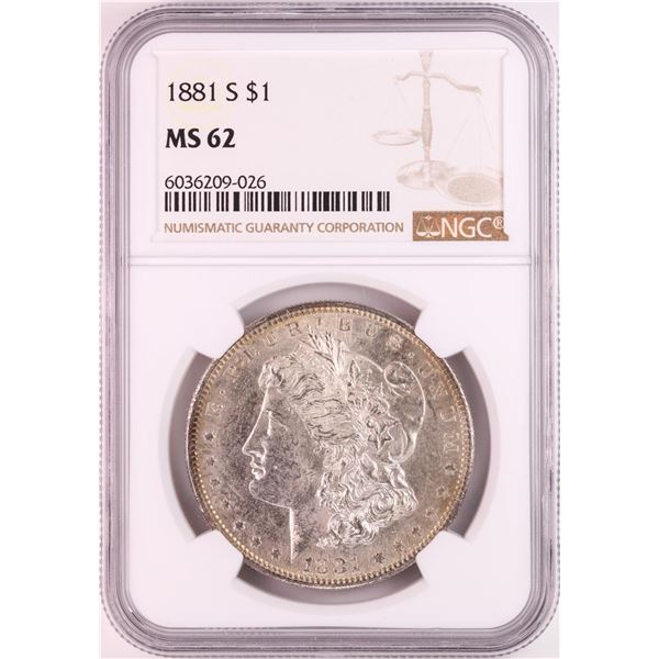 1881-S $1 Morgan Silver Dollar Coin NGC MS62 Great Toning