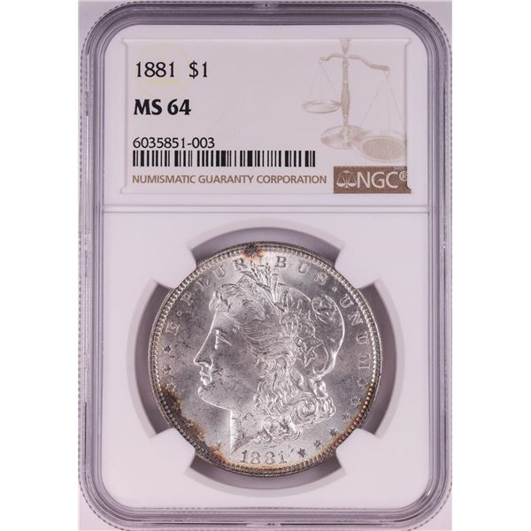 1881 $1 Morgan Silver Dollar Coin NGC MS64