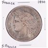 Image 1 : 1850 France 5 Francs Silver Coin