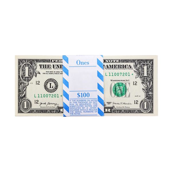 Pack of (100) Consecutive 2017 $1 Federal Reserve STAR Notes San Francisco