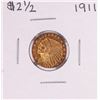 Image 1 : 1911 $2 1/2 Indian Head Quarter Eagle Gold Coin