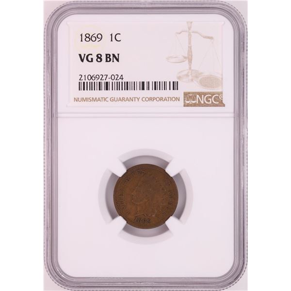 1869 Indian Head Cent Coin NGC VG8BN