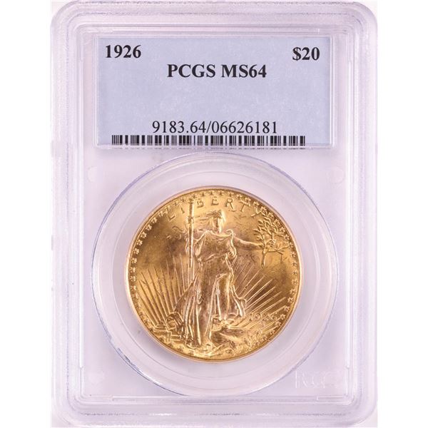 1926 $20 St. Gaudens Double Eagle Gold Coin PCGS MS64