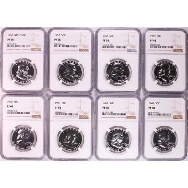 1956-1963 Proof Franklin Half Dollar Coins NGC PF68