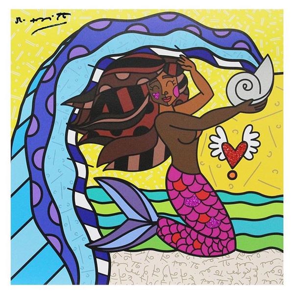Romero Britto "Aquarius Black" Limited Edition Giclee on Canvas