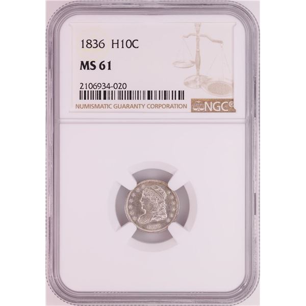 1836 Capped Bust Half Dime Coin NGC MS61