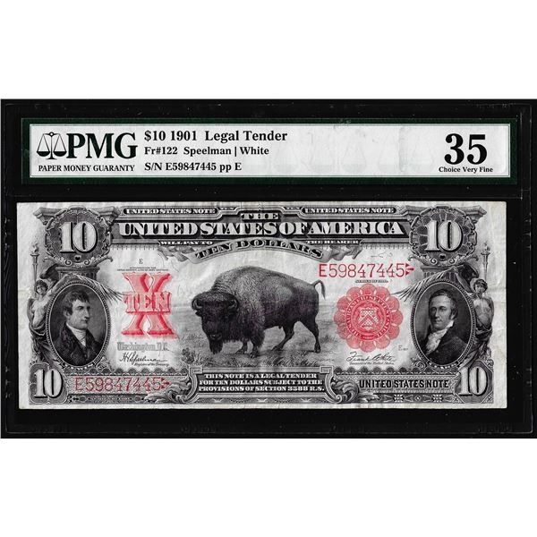 1901 $10 Bison Legal Tender Note Fr.122 PMG Choice Very Fine 35