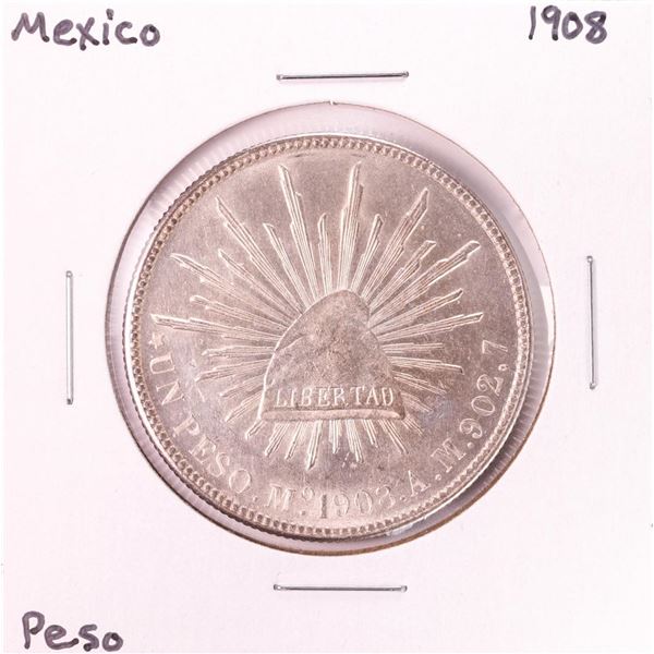 1908 Mexico Un Peso Silver Coin