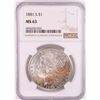 Image 1 : 1881-S $1 Morgan Silver Dollar Coin NGC MS63 Great Toning