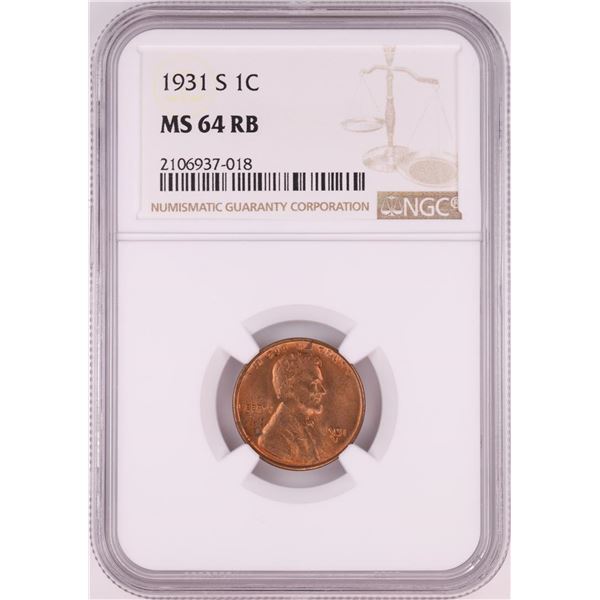 1931-S Lincoln Wheat Cent Coin NGC MS64RB