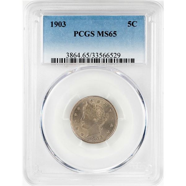 1903 Liberty V Nickel Coin PCGS MS65