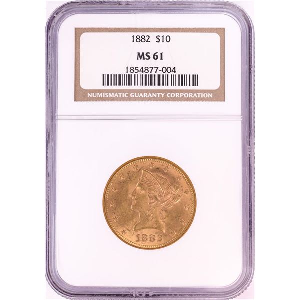 1882 $10 Liberty Head Eagle Gold Coin NGC MS61