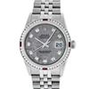 Image 3 : Rolex Men's Stainless Steel Diamond & Ruby Oyster Perpetual Datejust Wristwatch