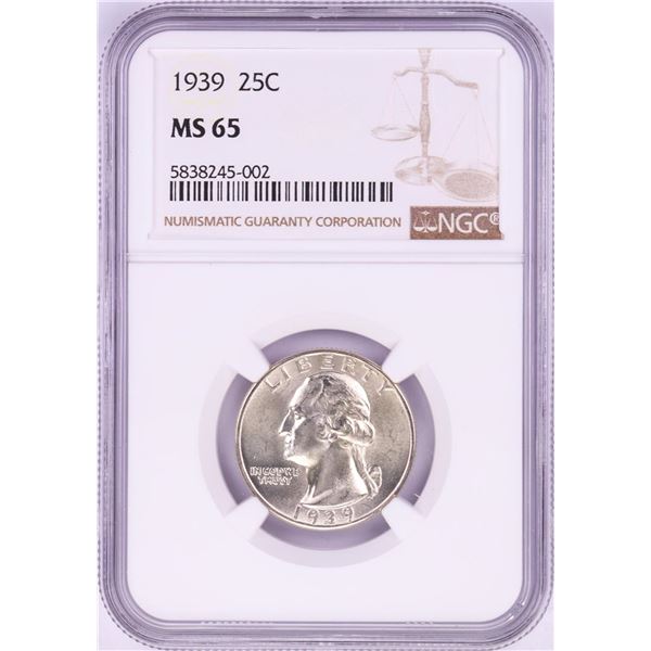 1939 Washington Quarter Coin NGC MS65