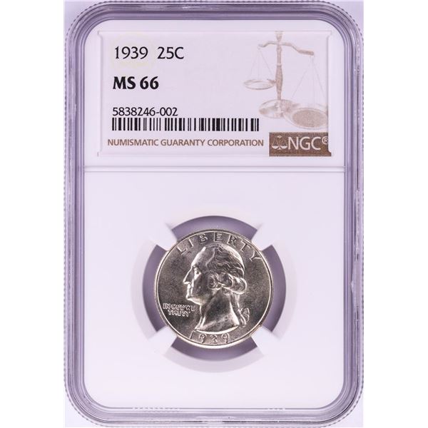 1939 Washington Quarter Coin NGC MS66