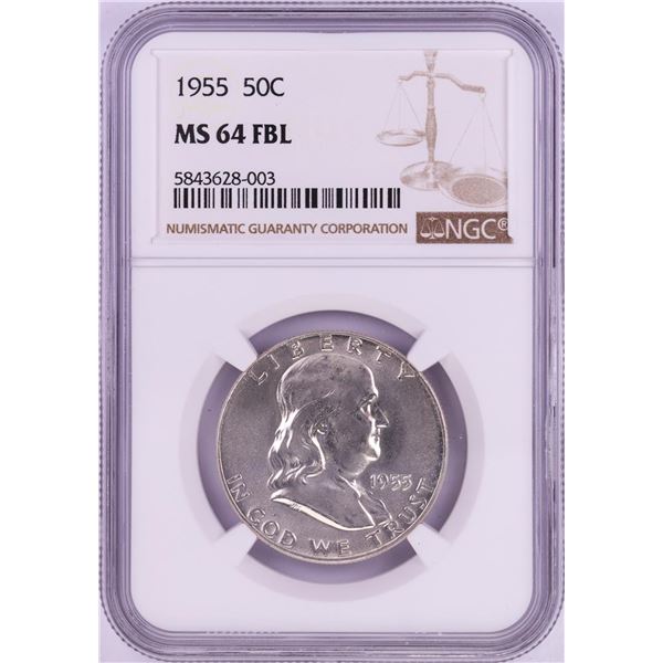 1955 Franklin Half Dollar Coin NGC MS64FBL