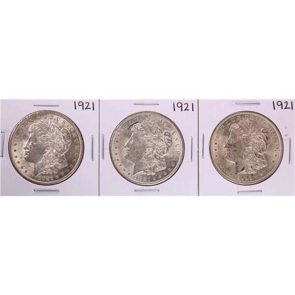 Lot of (3) 1921 $1 Morgan Silver Dollar Coins