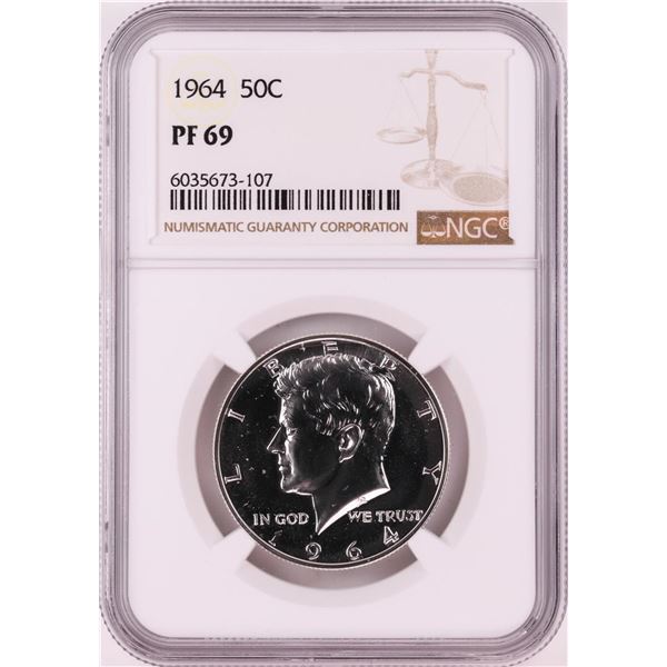 1964 Proof Kennedy Half Dollar Coin NGC PF69