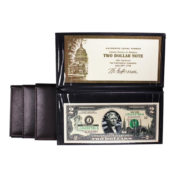 Lot of (4) 2003A $2 Federal Reserve Notes Uncirculated in Leather Envelope