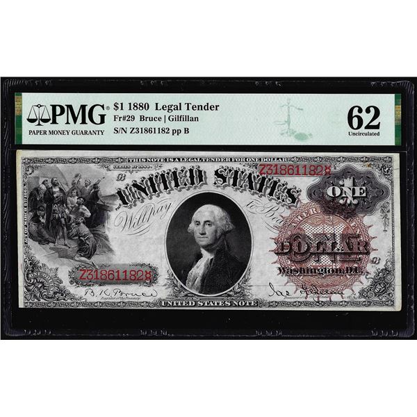 1880 $1 Legal Tender Note Fr.29 PMG Uncirculated 62