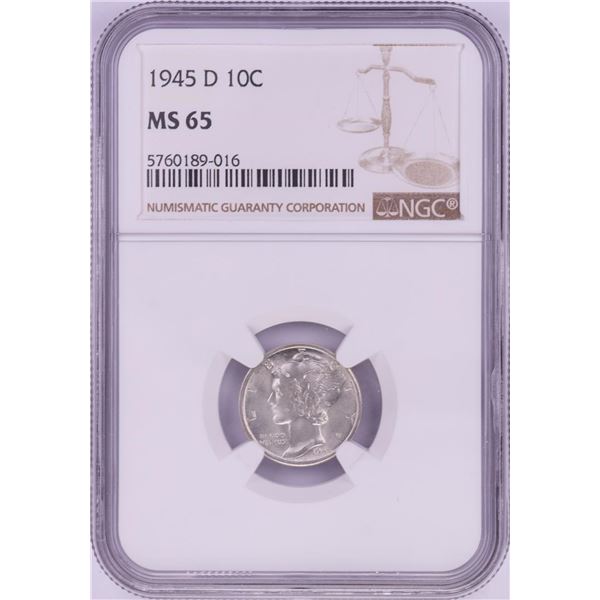 1945-D Mercury Dime Coin NGC MS65