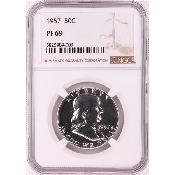 1957 Proof Franklin Half Dollar Coin NGC PF69