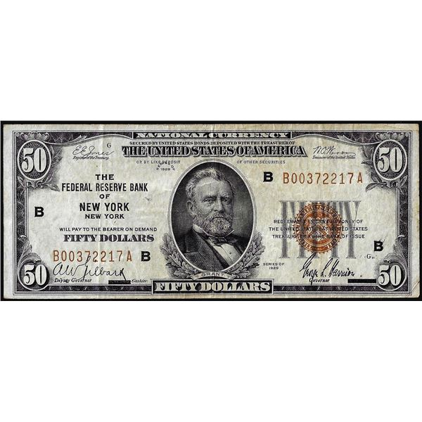 1929 $50 Federal Reserve Bank Note New York