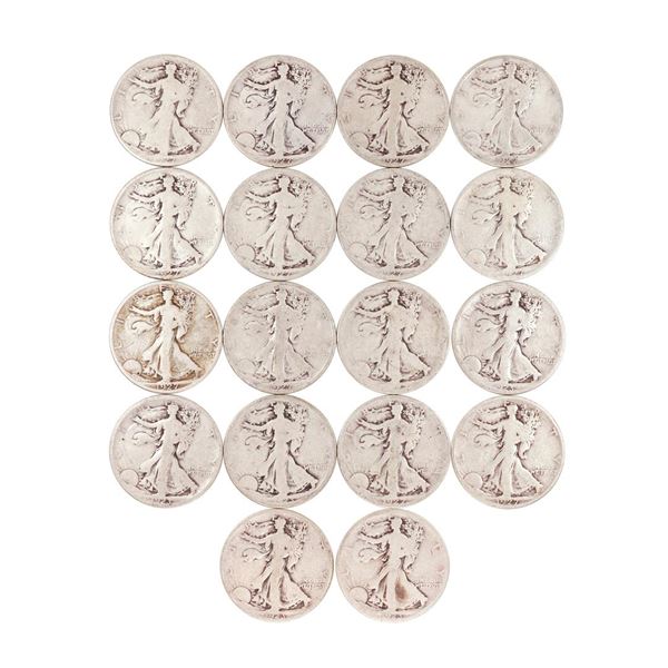 Lot of (18) 1920-1927 Walking Liberty Half Dollar Coins