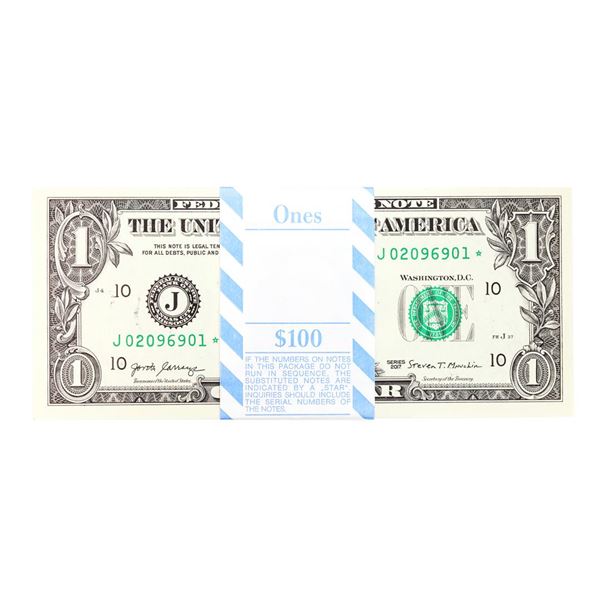 Pack of (100) Consecutive 2017 $1 Federal Reserve STAR Notes Kansas City