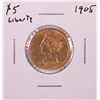 Image 1 : 1905 $5 Liberty Head Half Eagle Gold Coin