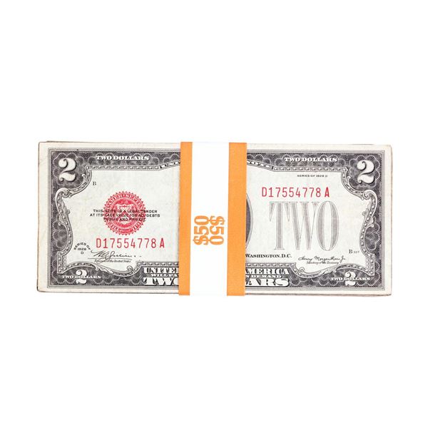 Lot of (25) 1928A/D/E/F/G $2 Legal Tender Notes
