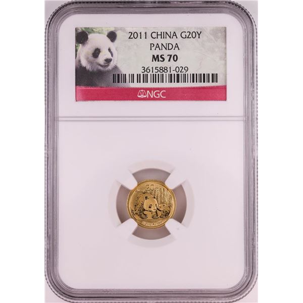 2011 China 20 Yuan Panda Gold Coin NGC MS70