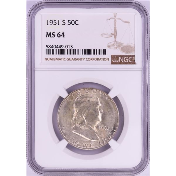 1951-S Franklin Half Dollar Coin NGC MS64