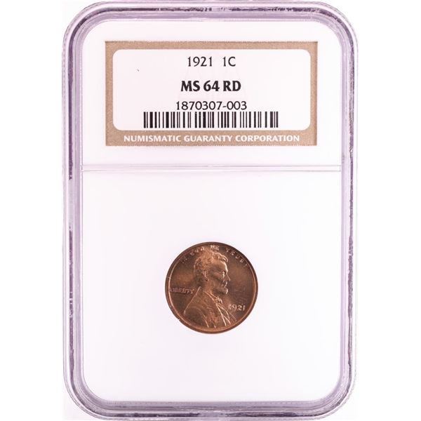 1921 Lincoln Wheat Cent Coin NGC MS64RD