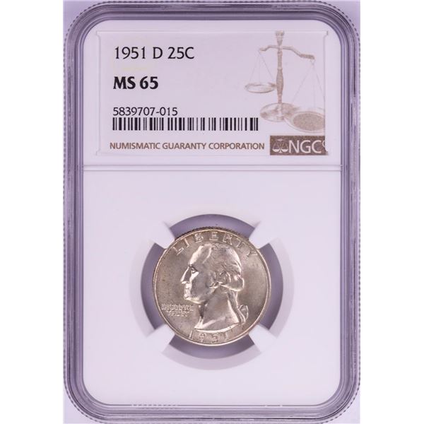 1951-D Washington Quarter Coin NGC MS65