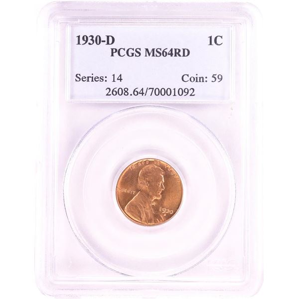 1930-D Lincoln Wheat Cent Coin PCGS MS64RD