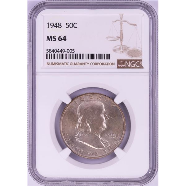 1948 Franklin Half Dollar Coin NGC MS64