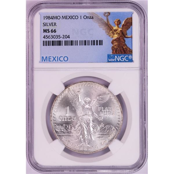 1984Mo Mexico 1 Onza Libertad Silver Coin NGC MS66