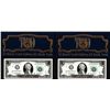 Image 1 : Lot of (2) 2003A 22KT Gold Leaf $2 Federal Reserve Notes Uncirculated in Envelope