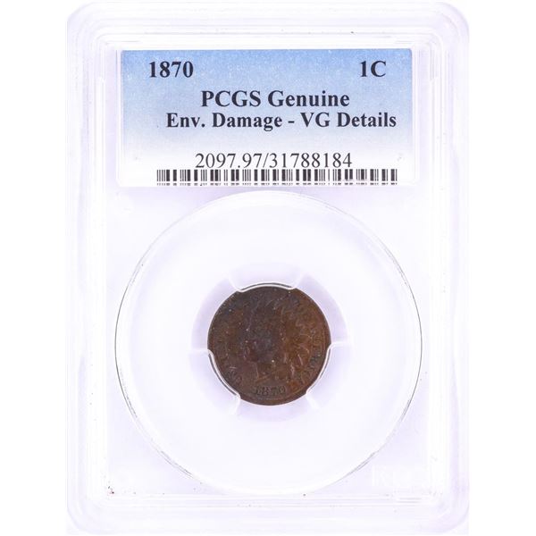 1870 Indian Head Cent Coin PCGS VG Details