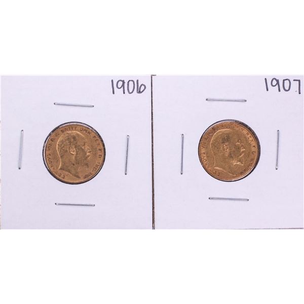 Lot of 1906-1907 Great Britain Half Sovereign Gold Coins