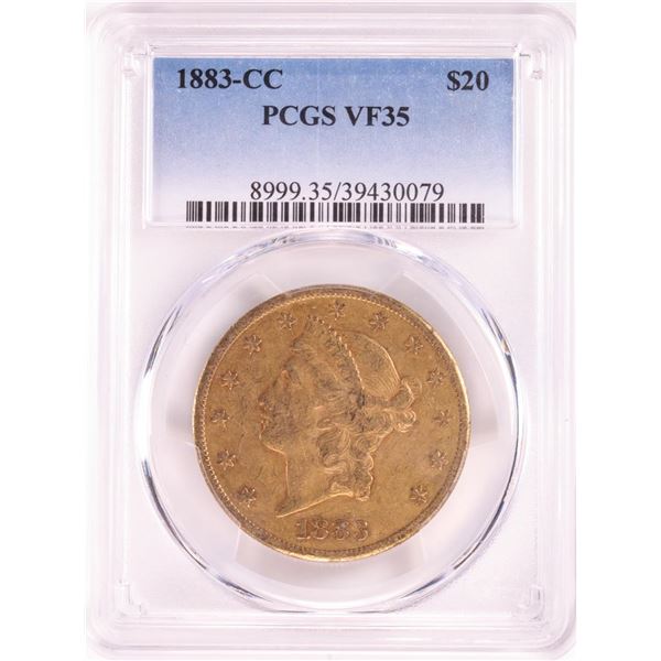 1883-CC $20 Liberty Head Double Eagle Gold Coin PCGS VF35