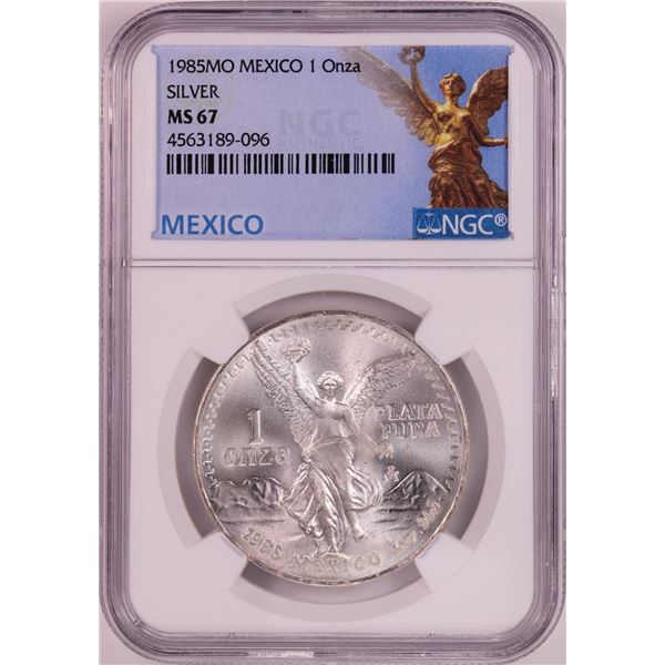 1985Mo Mexico 1 Onza Libertad Silver Coin NGC MS67