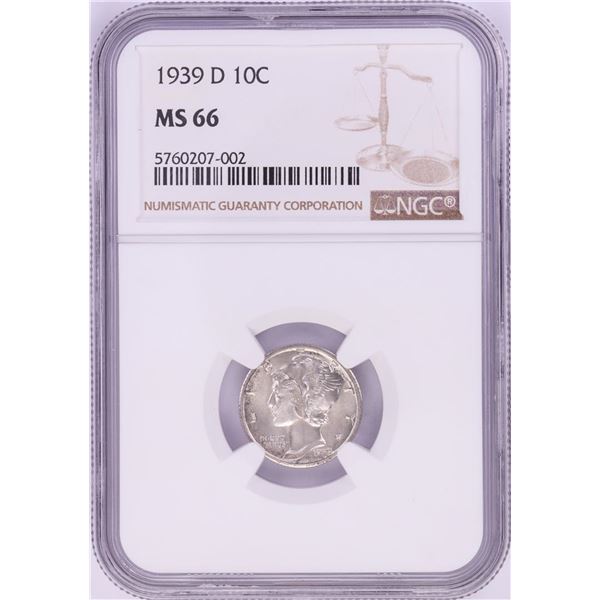 1939-D Mercury Dime Coin NGC MS66