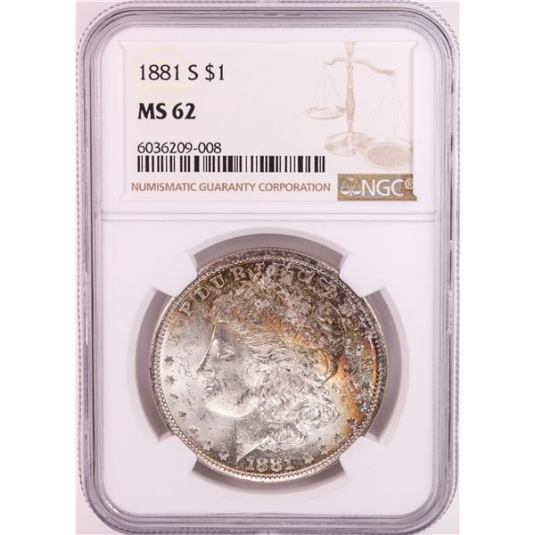 1881-S $1 Morgan Silver Dollar Coin NGC MS62 Great Toning